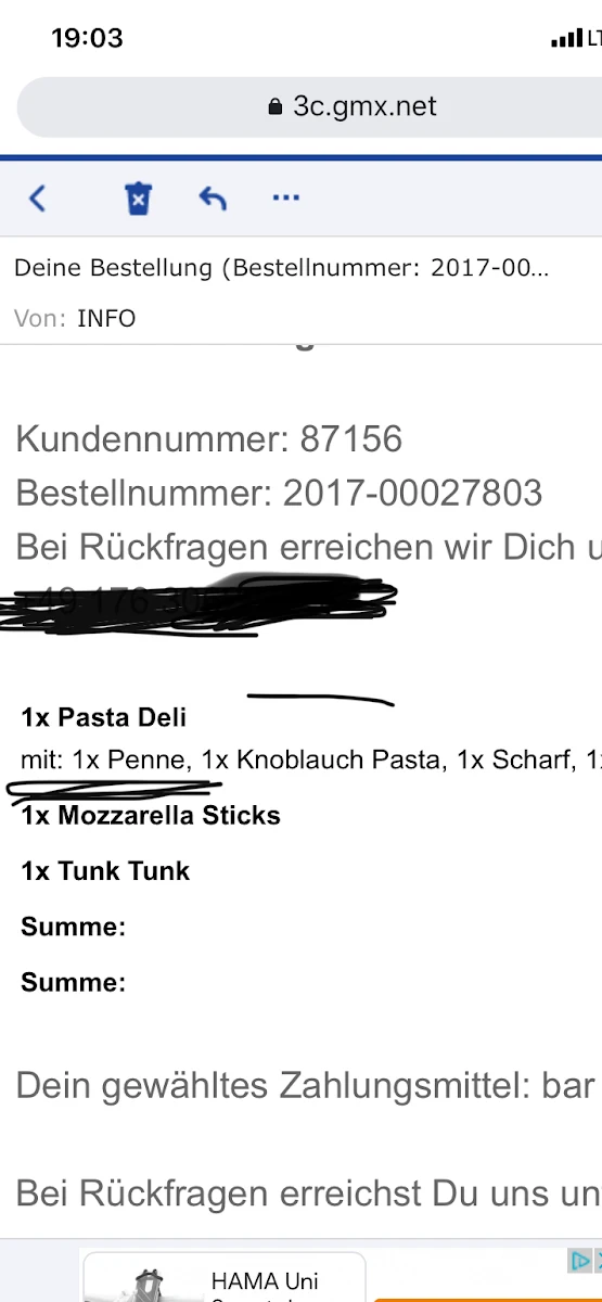 Speisekarte, Pizza Pasta Reutlingen