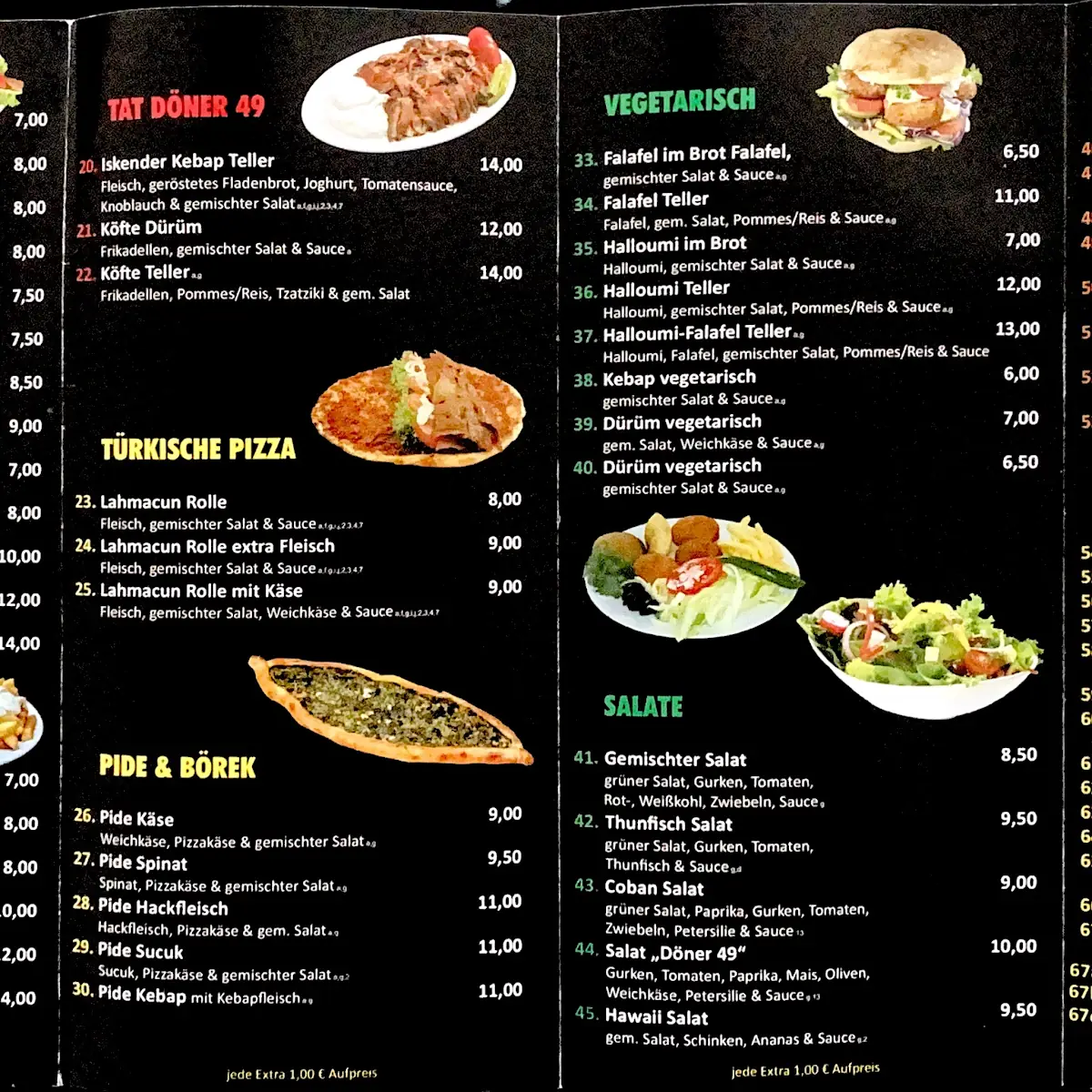 Speisekarte, Tat Döner 49