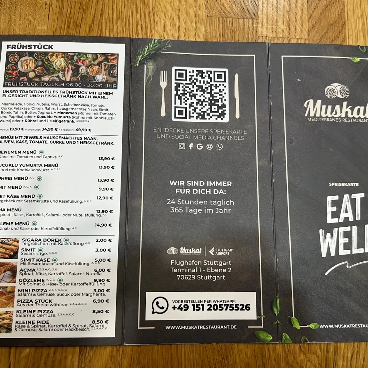 Speisekarte, Muskat Mediterranes Restaurant
