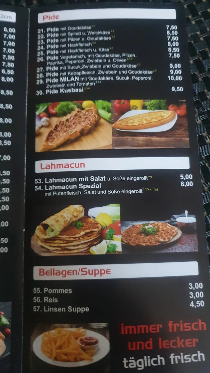 Speisekarte, Imbiss Balkan