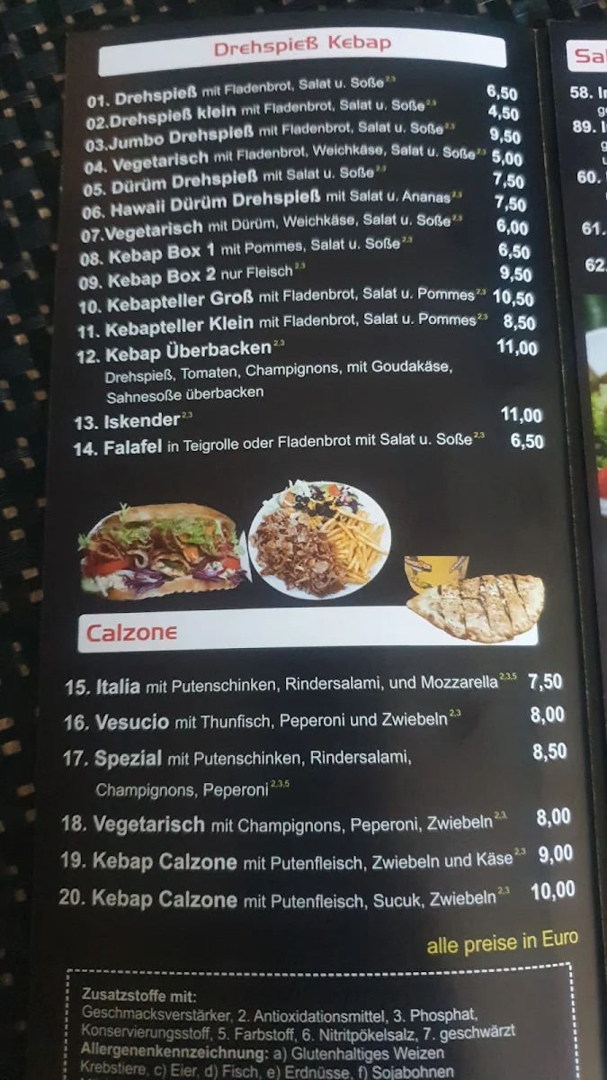 Speisekarte, Imbiss Balkan