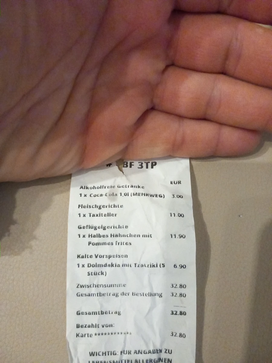 Speisekarte, Thassos Grill