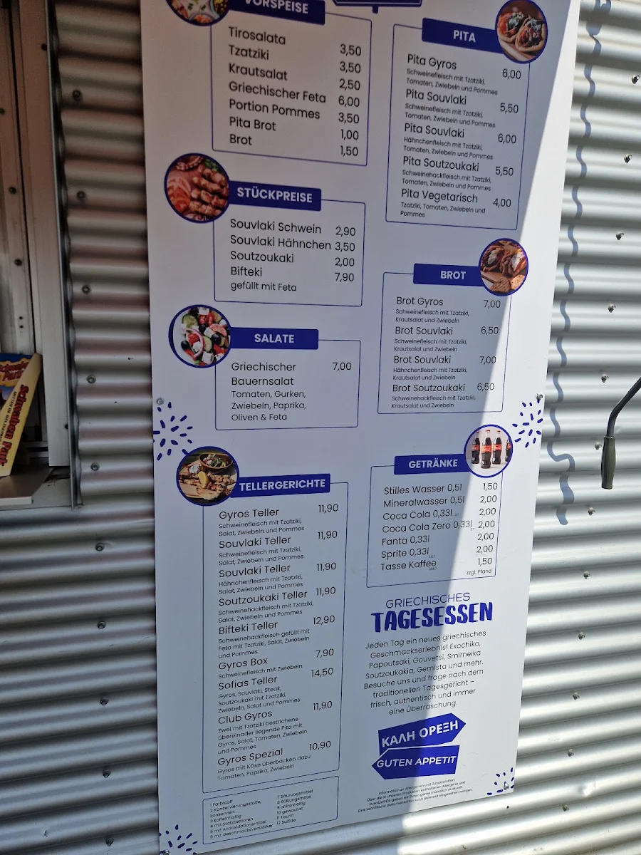 Speisekarte, Sofia‘s Greek Street Food