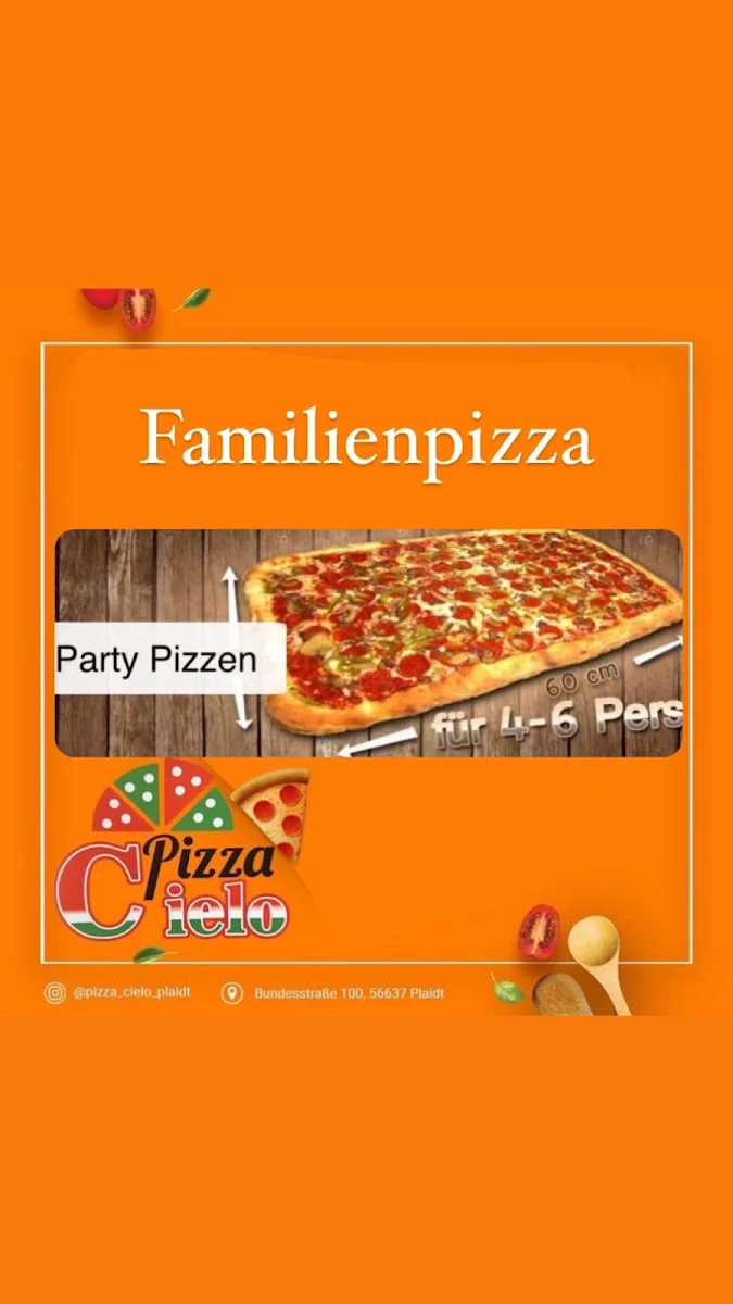 Speisekarte, Pizza cielo