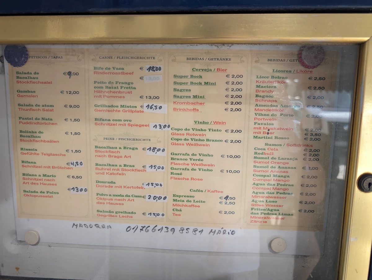 Speisekarte, Taverna do Mario