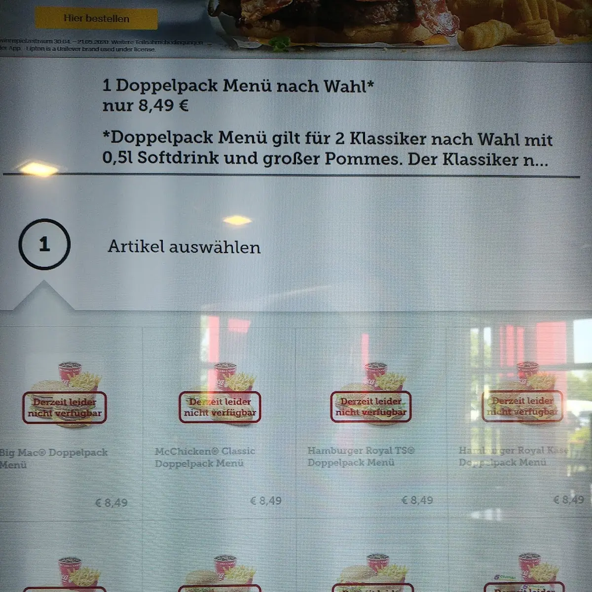 Speisekarte, McDonald's