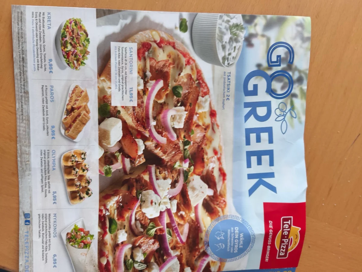 Speisekarte, Tele Pizza Aachen Burtscheid