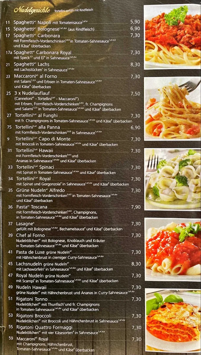 Speisekarte, Pizza Royal