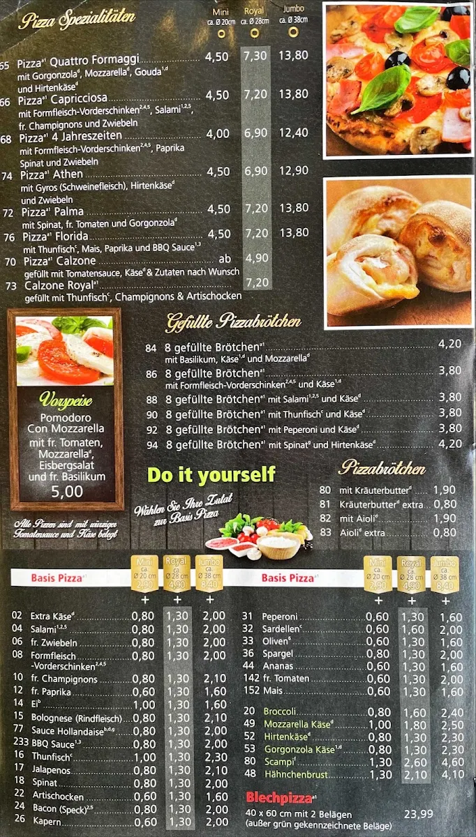 Speisekarte, Pizza Royal