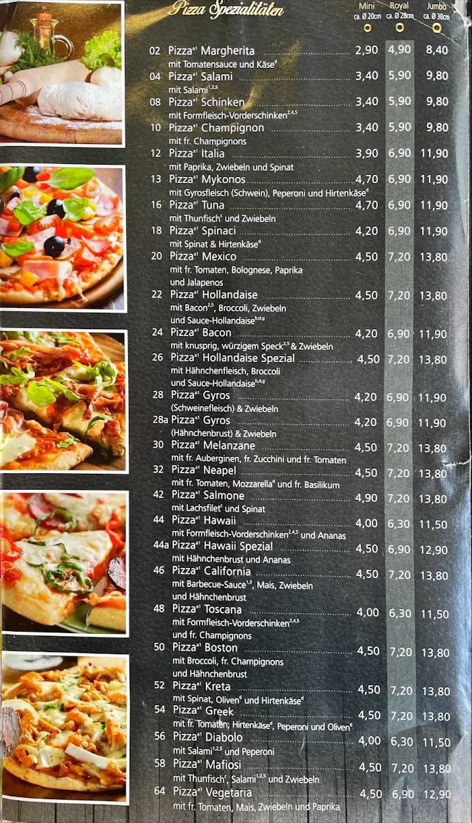 Speisekarte, Pizza Royal