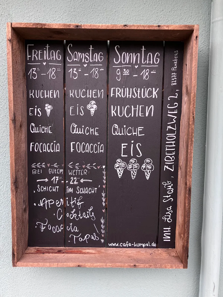 Speisekarte, Café Kumpel