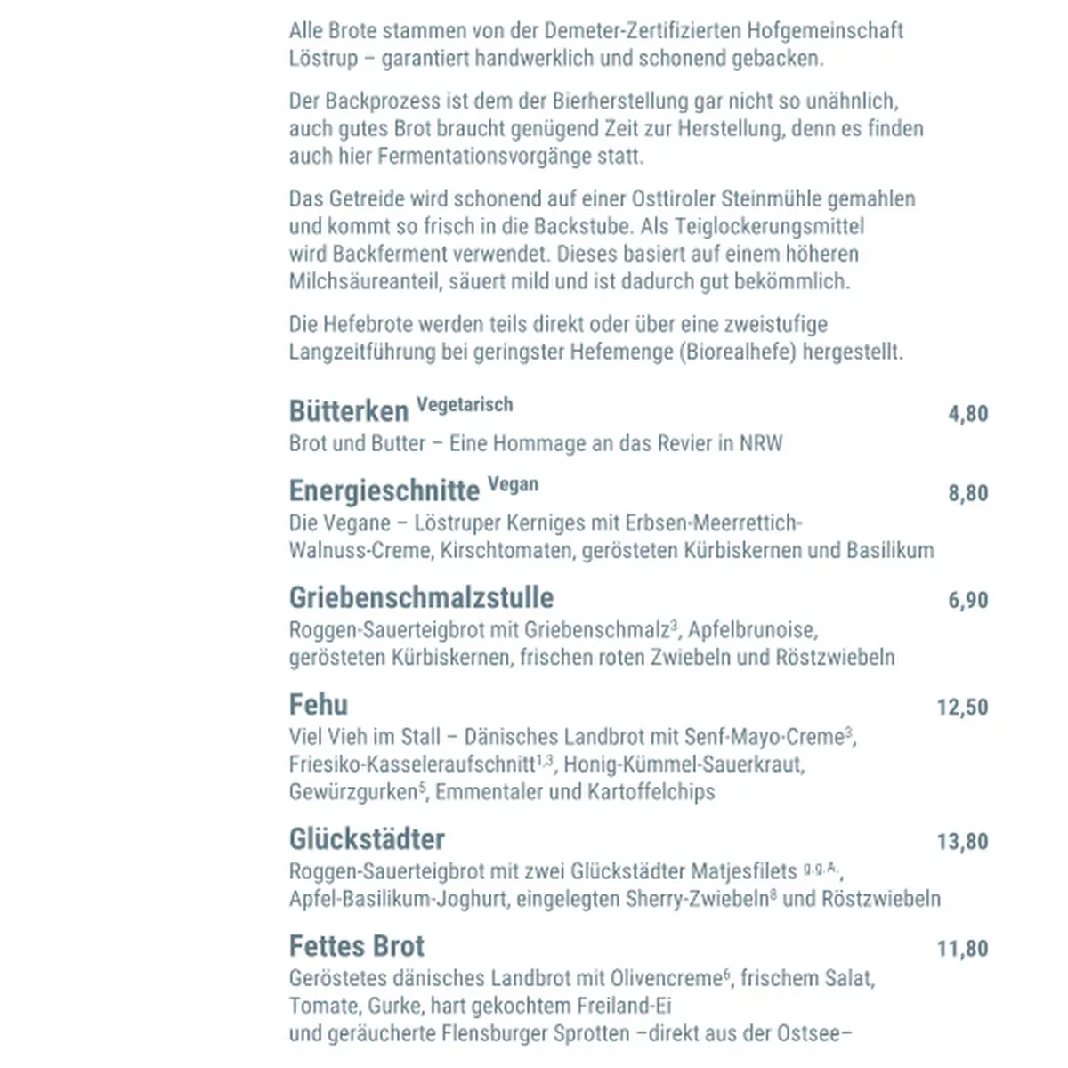 Speisekarte, MARKTWIRTSCHAFT - Brauhaus zu Glücksburg