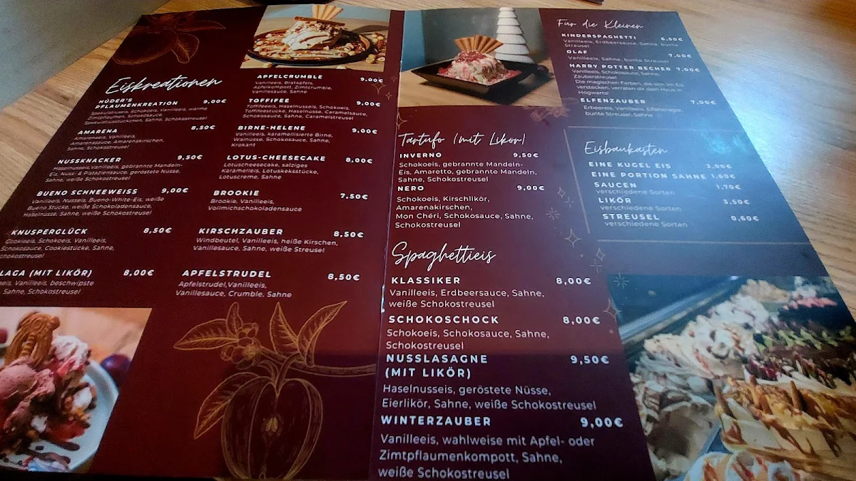 Speisekarte, Eis Manufaktur Hüde