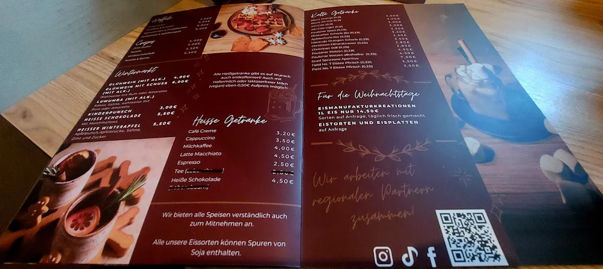 Speisekarte, Eis Manufaktur Hüde