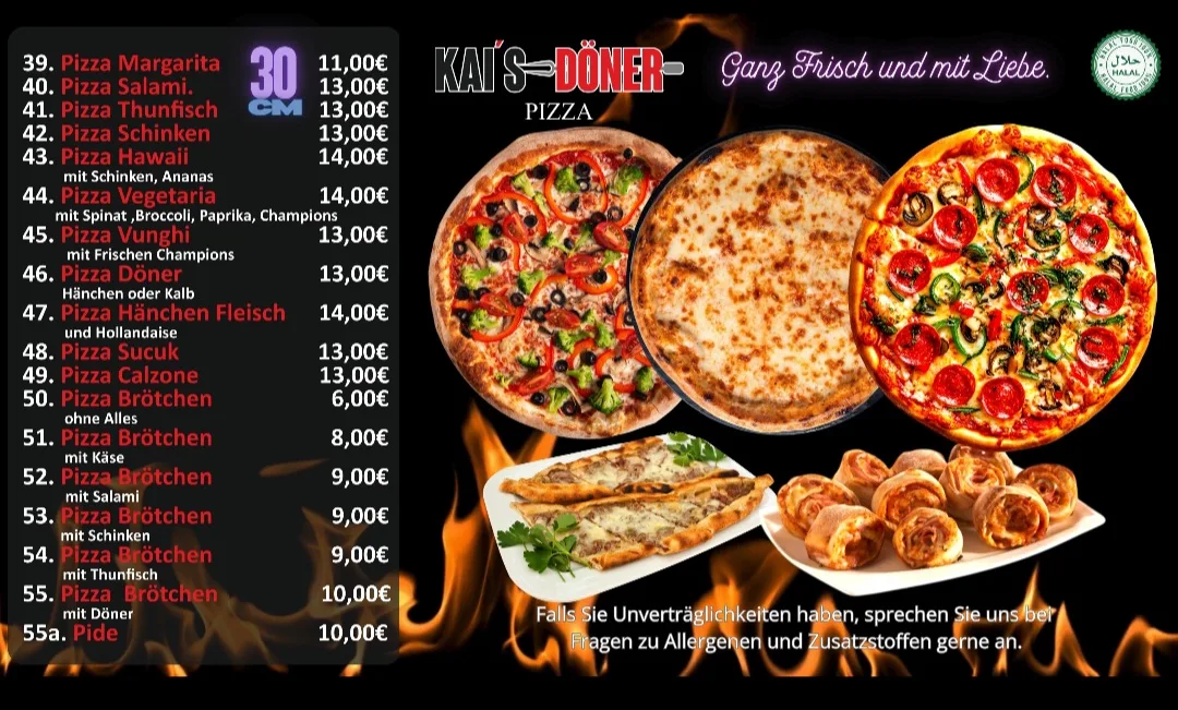 Speisekarte, Kai's Döner