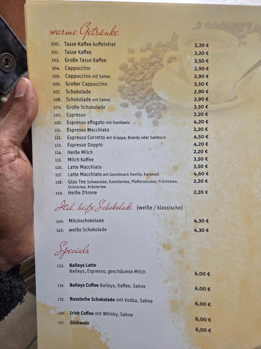 Speisekarte, Eiscafé Il Gelato 2000