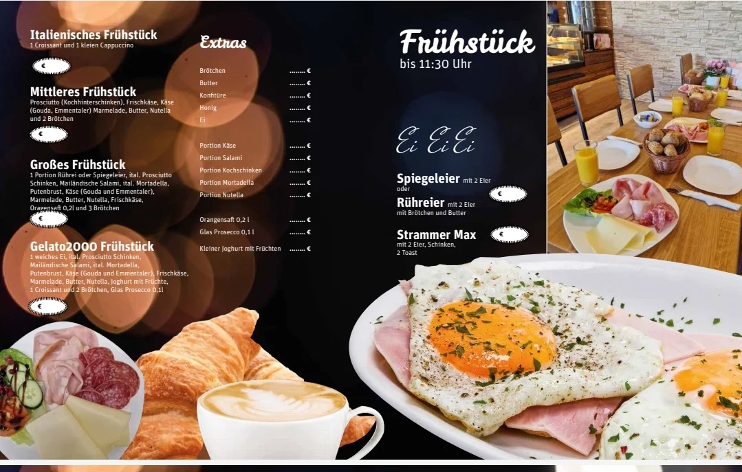 Speisekarte, Eiscafé Il Gelato 2000