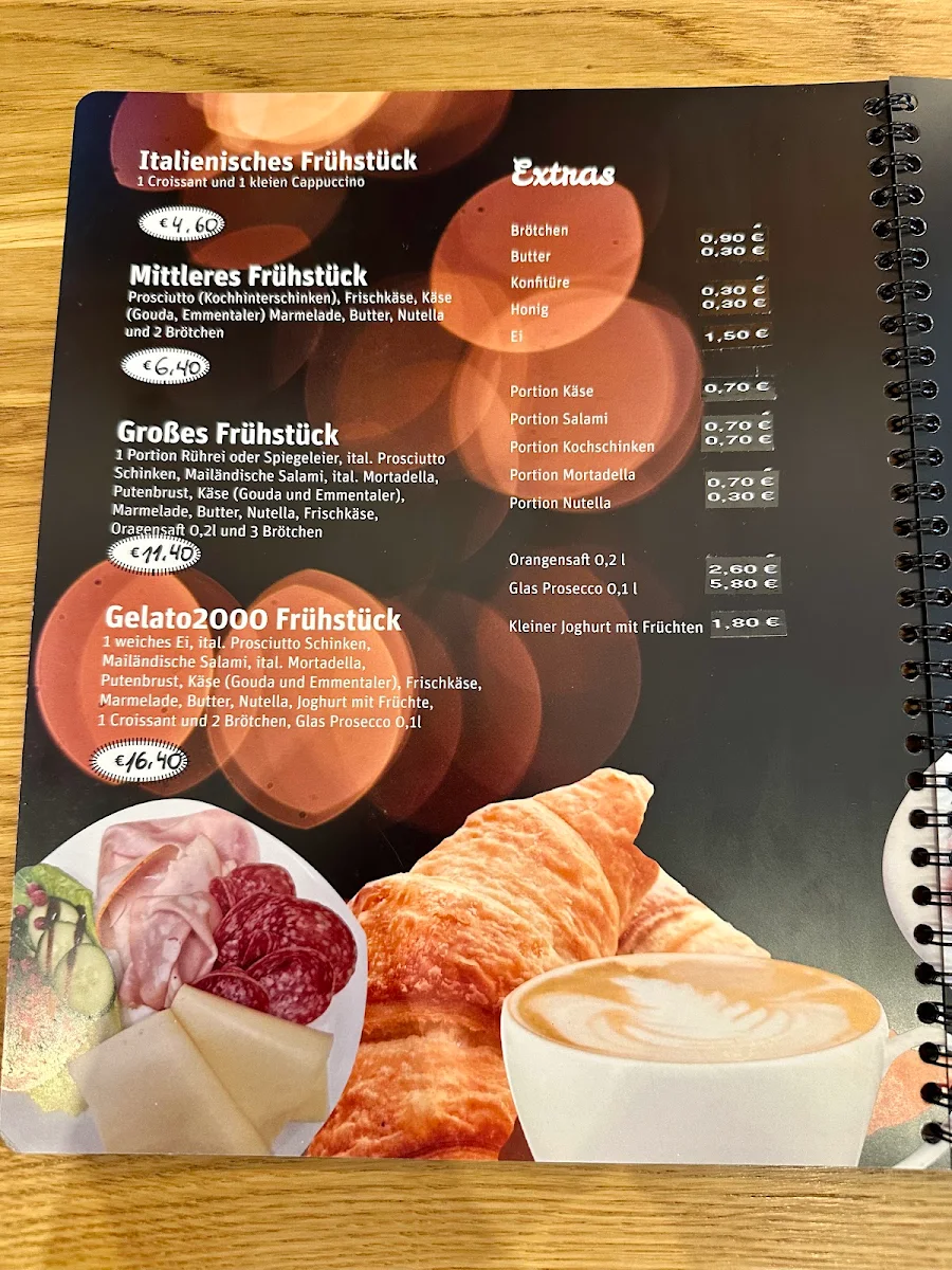 Speisekarte, Eiscafé Il Gelato 2000