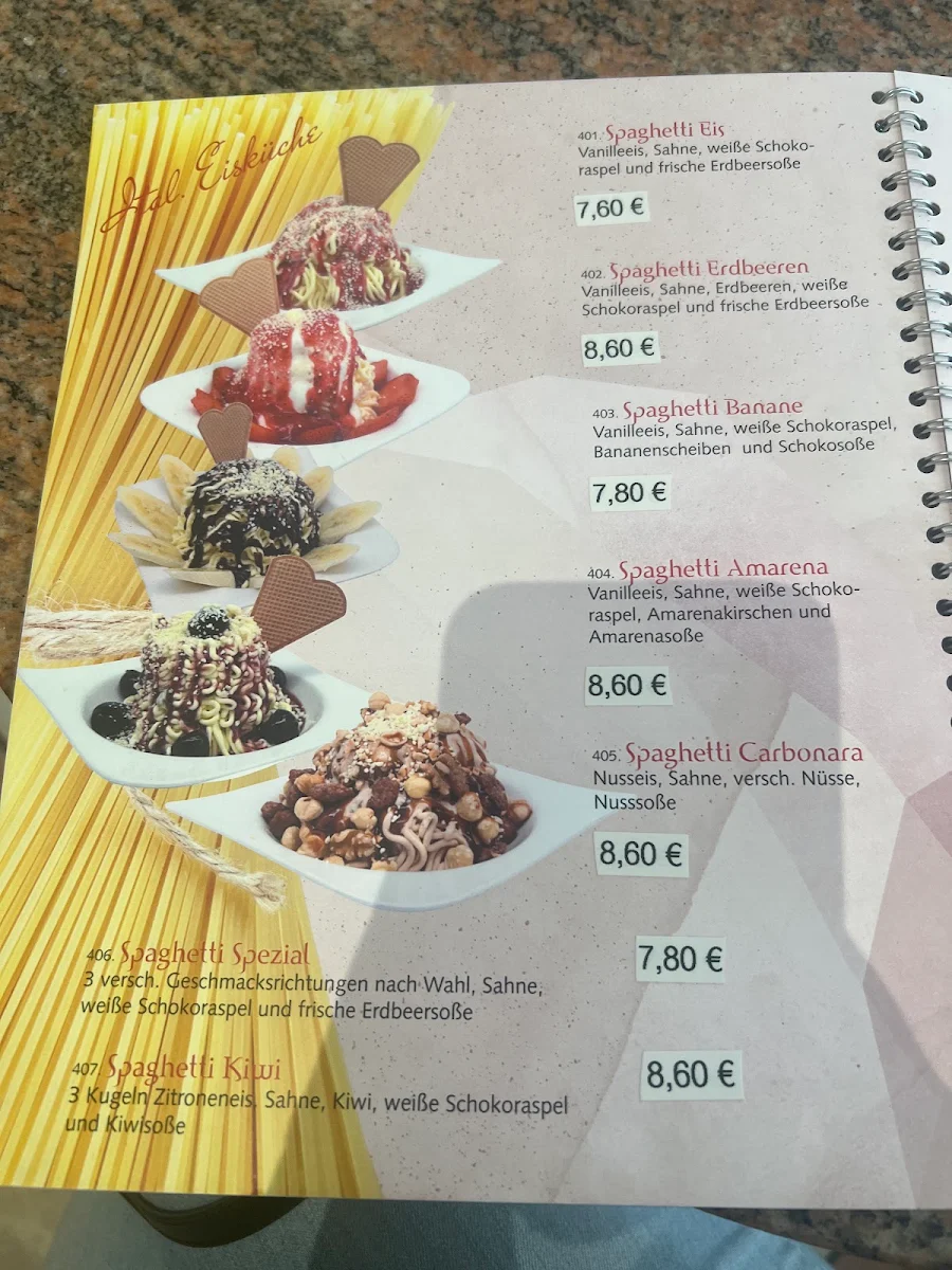 Speisekarte, Eiscafé Il Gelato 2000