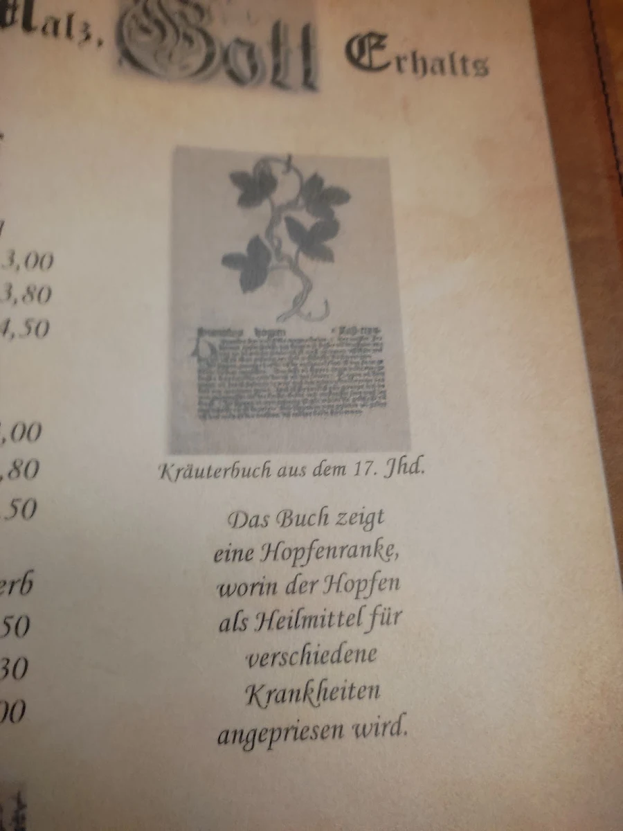 Speisekarte, Zum Fürstenkrug