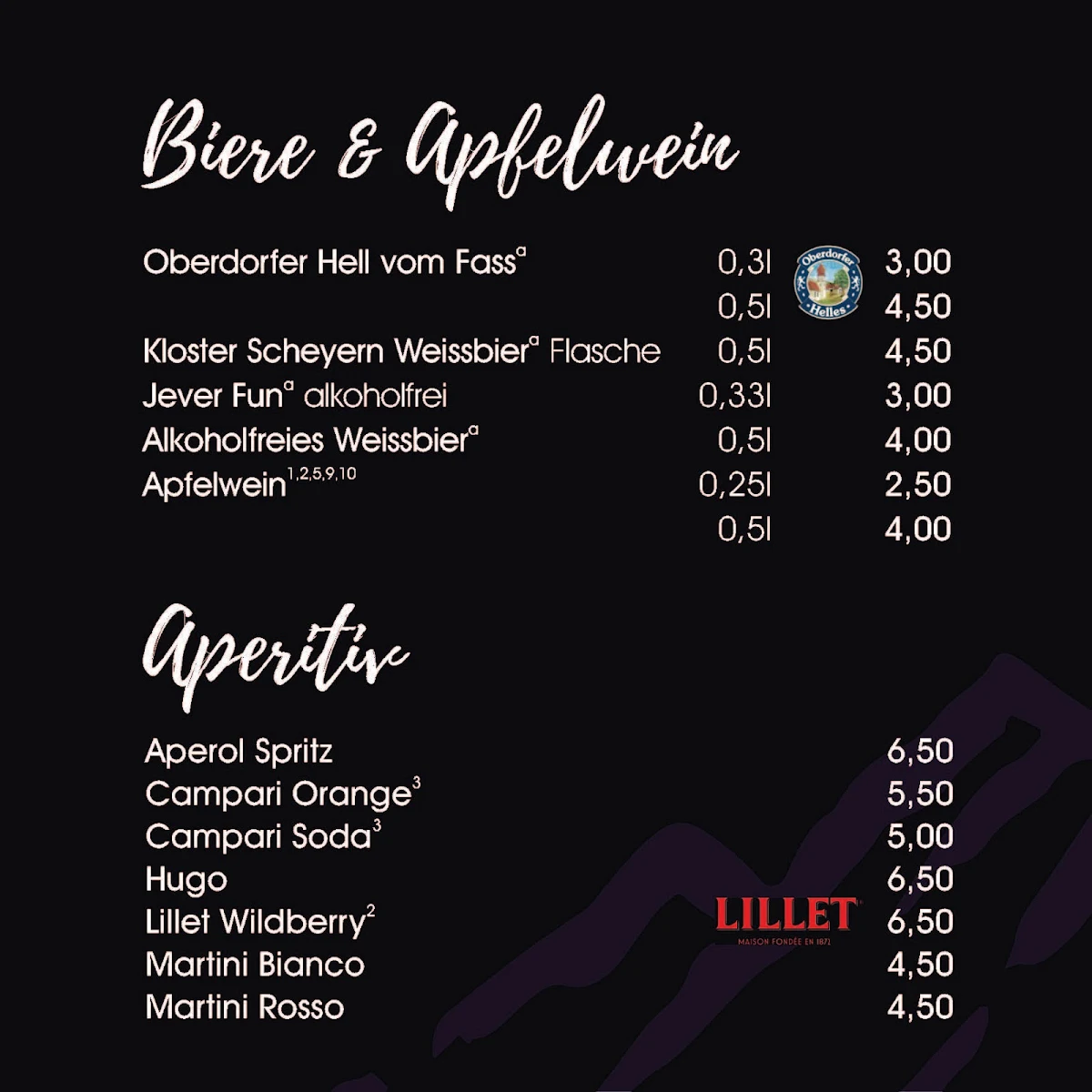 Speisekarte, Auszeit