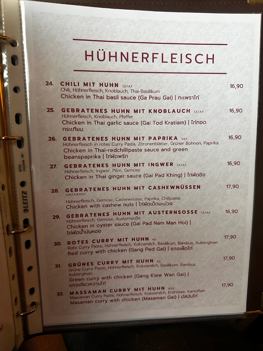 Speisekarte, Esszimmer