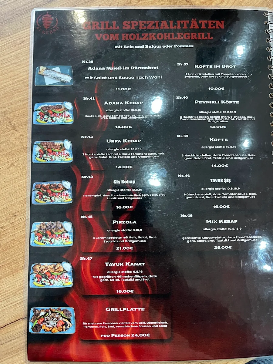 Speisekarte, 47 Kebab