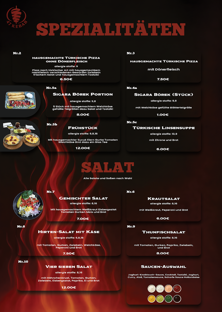 Speisekarte, 47 Kebab