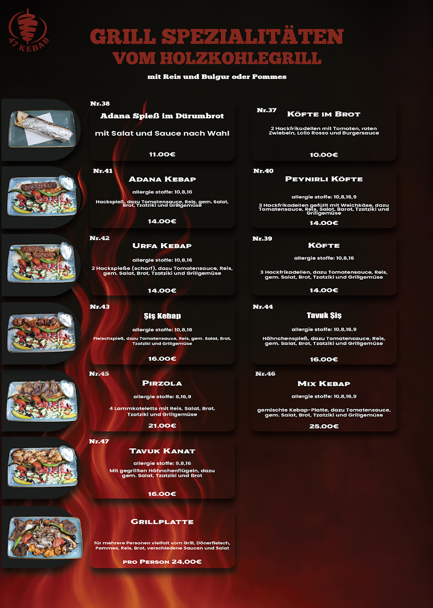 Speisekarte, 47 Kebab