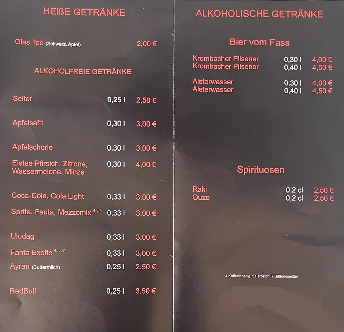 Speisekarte, 47 Kebab