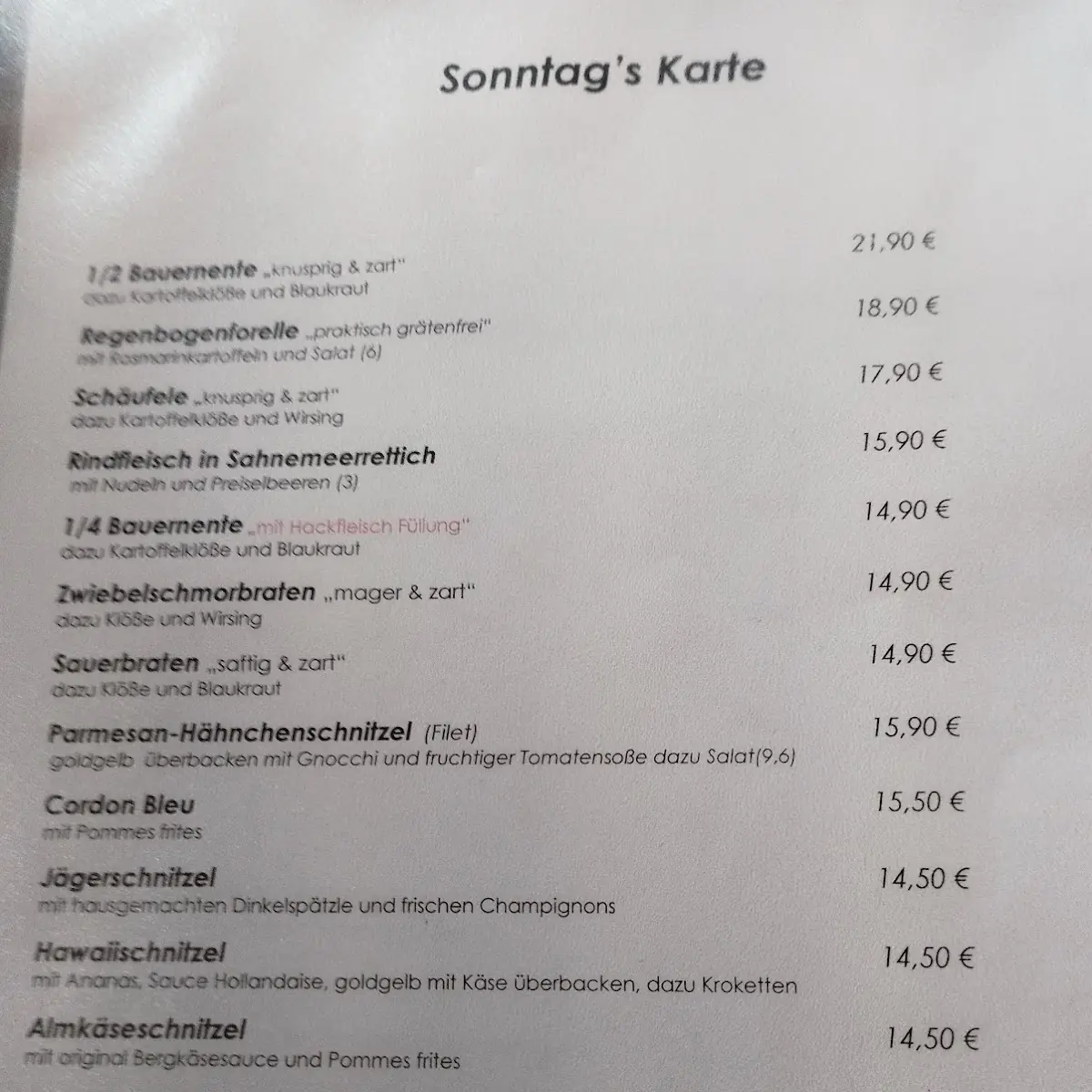 Speisekarte photo 1
