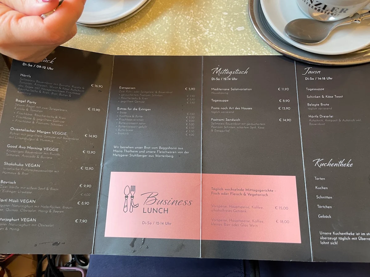Speisekarte, Café Härtl in Erding
