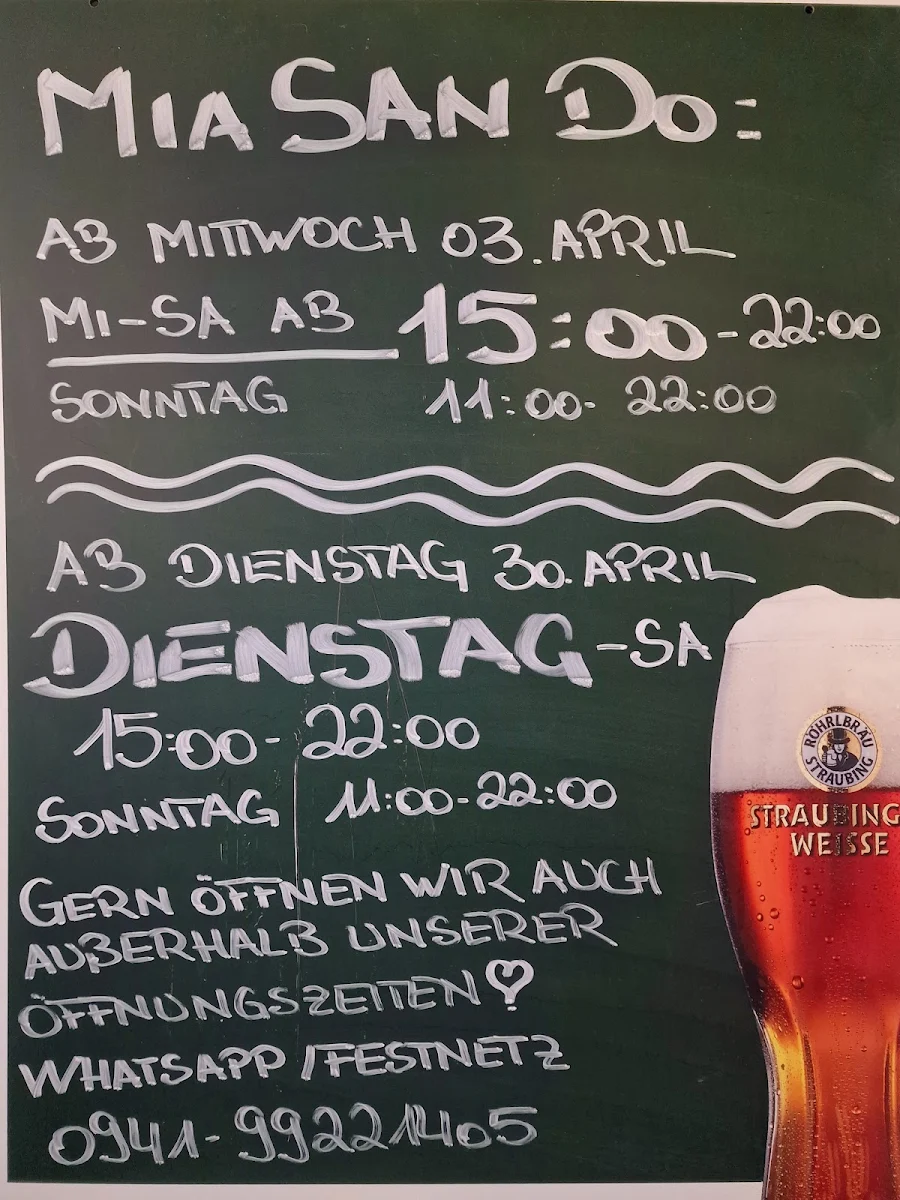 Speisekarte, Arberhütte Regensburg