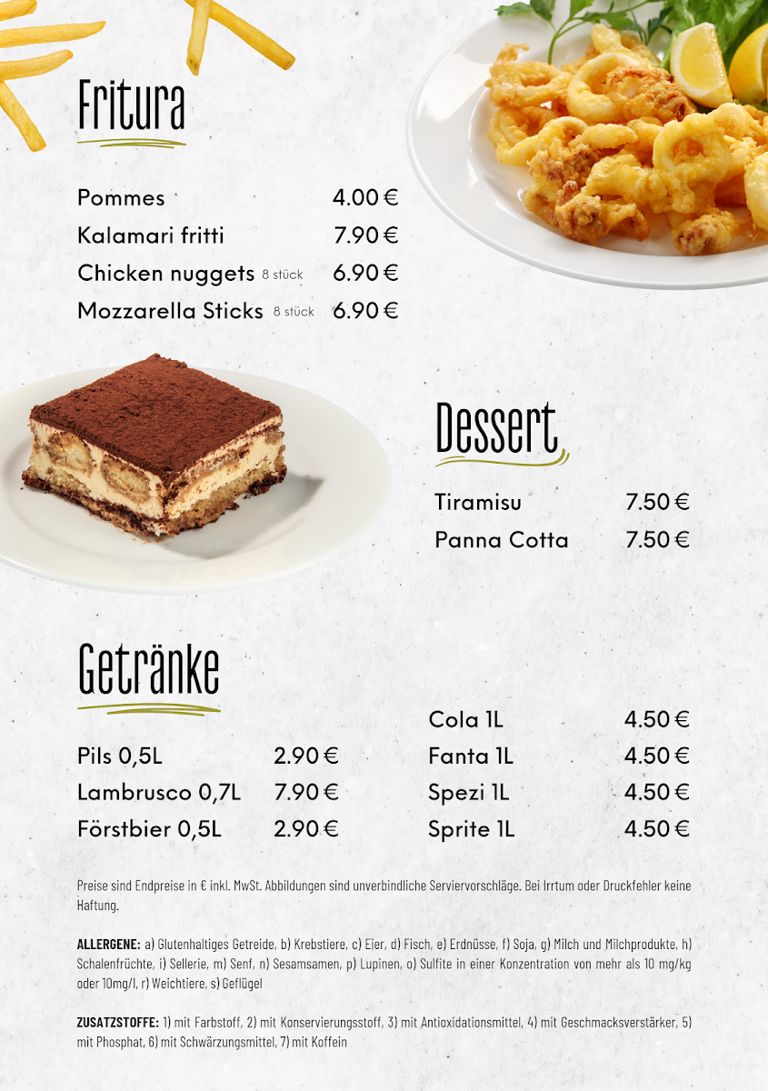 Speisekarte, Ristorante & Pizzeria 'Da Aurelio'