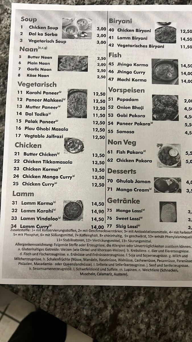 Speisekarte, Pizzeria La Stella Mainz
