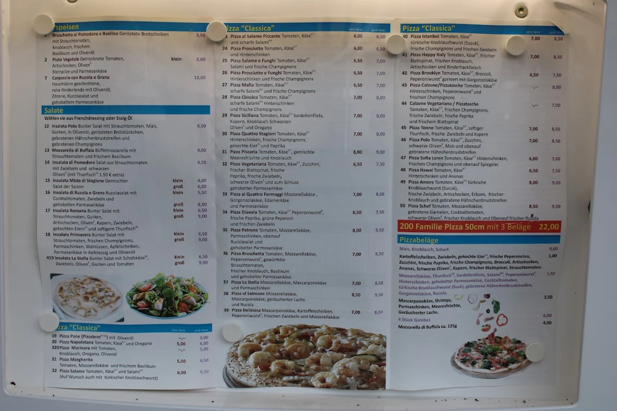 Speisekarte, Pizzeria La Stella Mainz