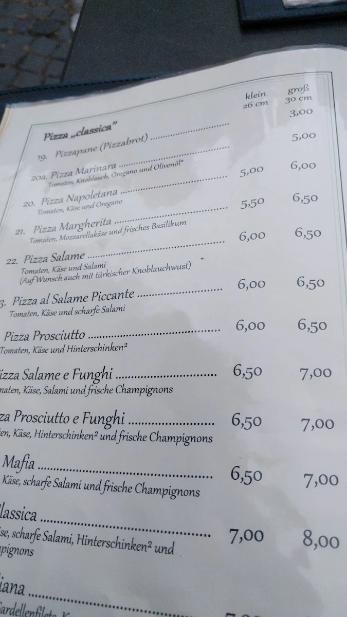 Speisekarte, Pizzeria La Stella Mainz