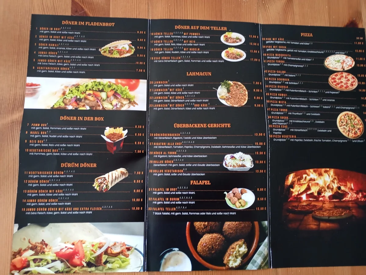 Speisekarte, Esas Kebab Haus