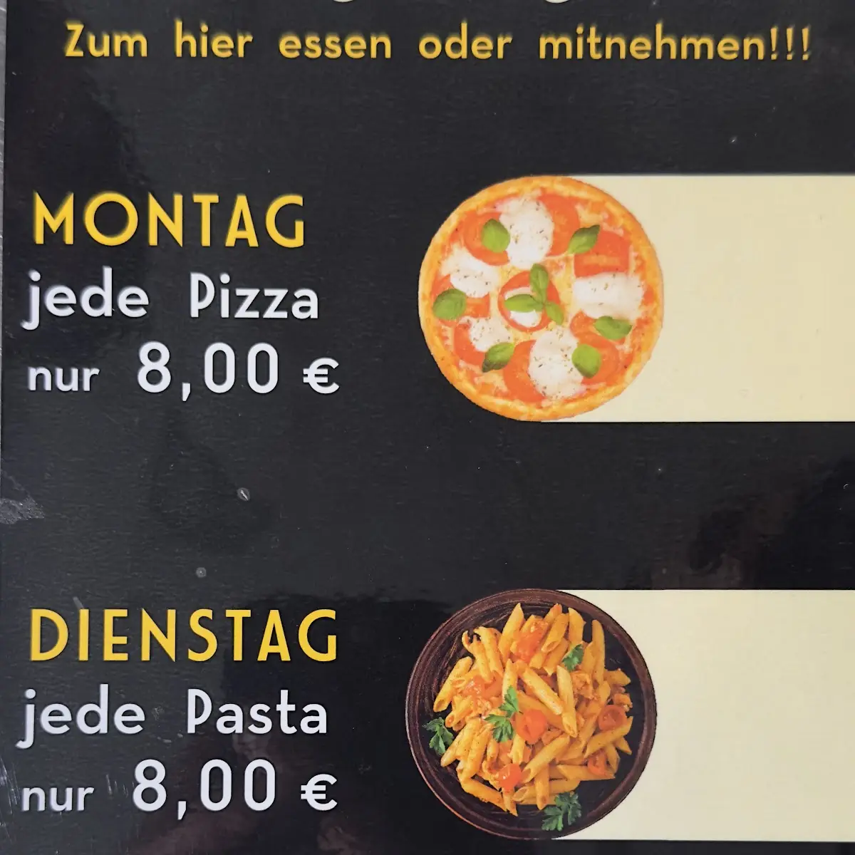 Speisekarte, 4 Mahlzeiten Restaurant