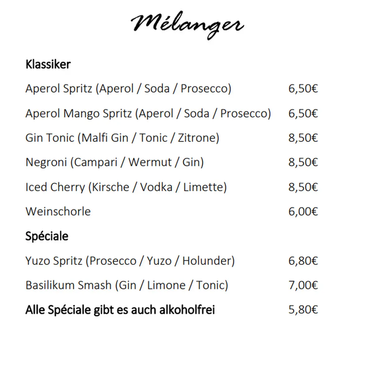 Speisekarte, Kultur Bistro