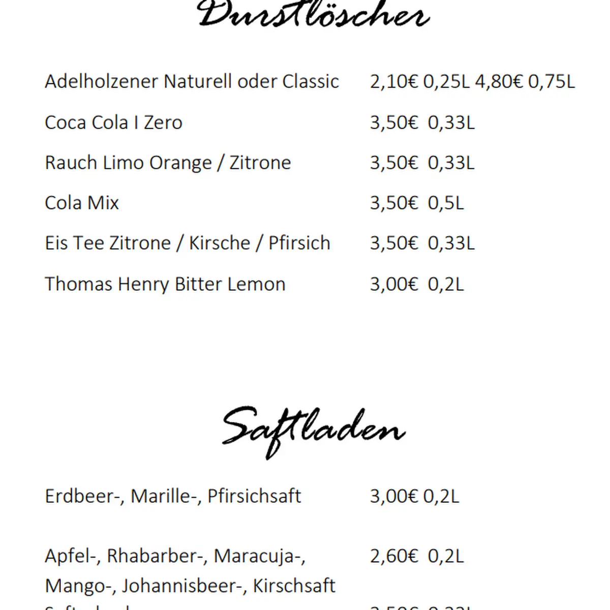 Speisekarte, Kultur Bistro