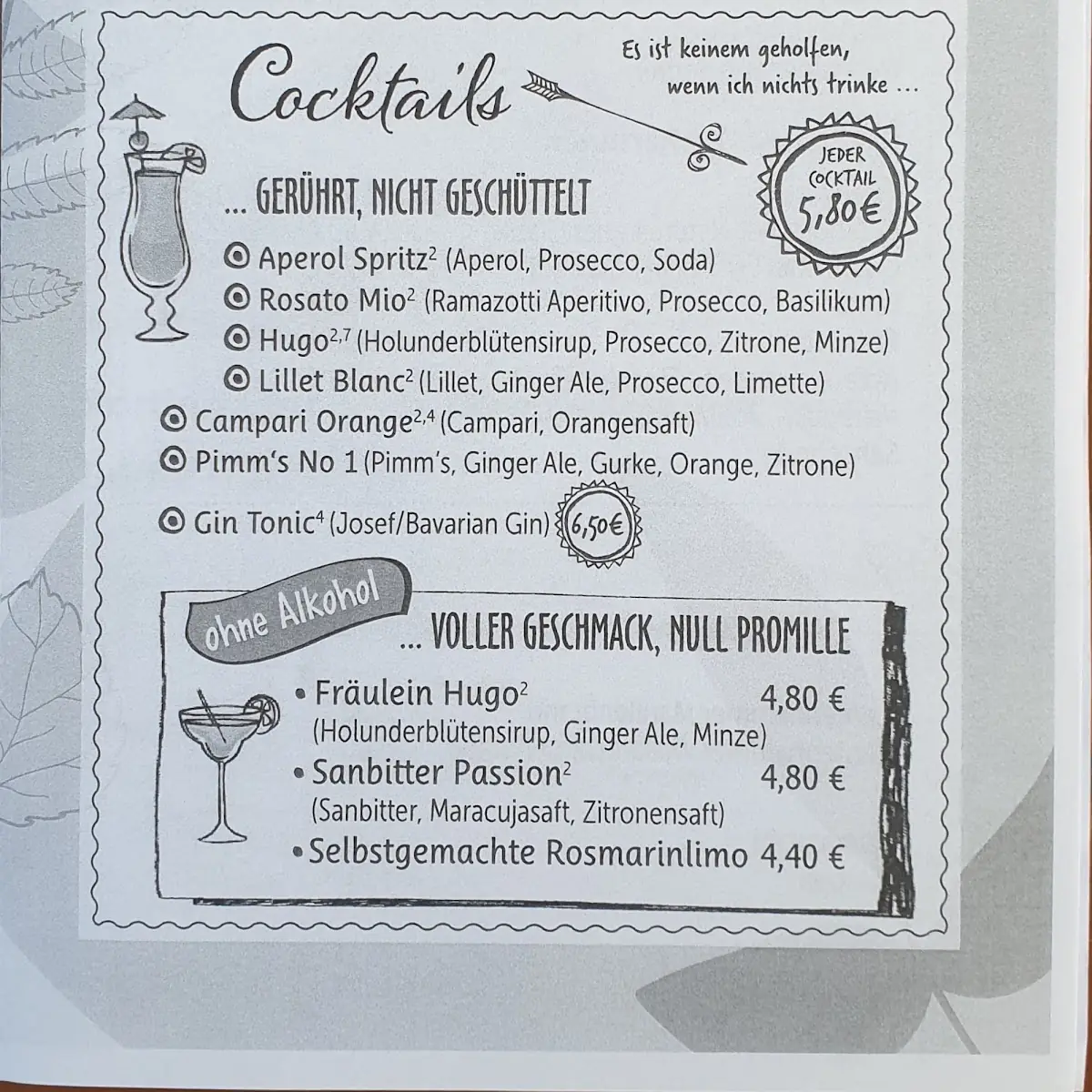 Speisekarte, Kultur Bistro