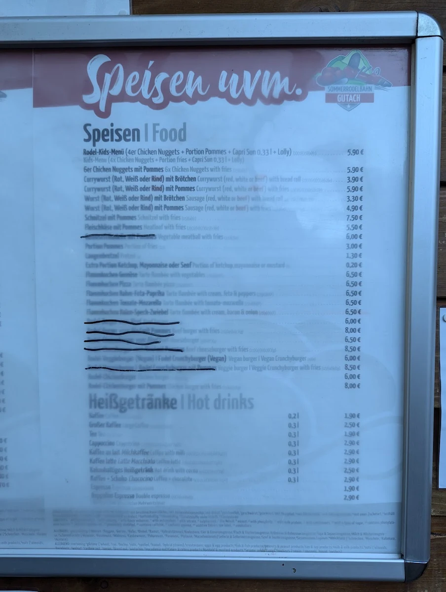 Speisekarte, Rodel imbiss