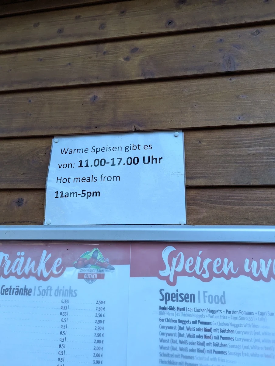 Speisekarte, Rodel imbiss