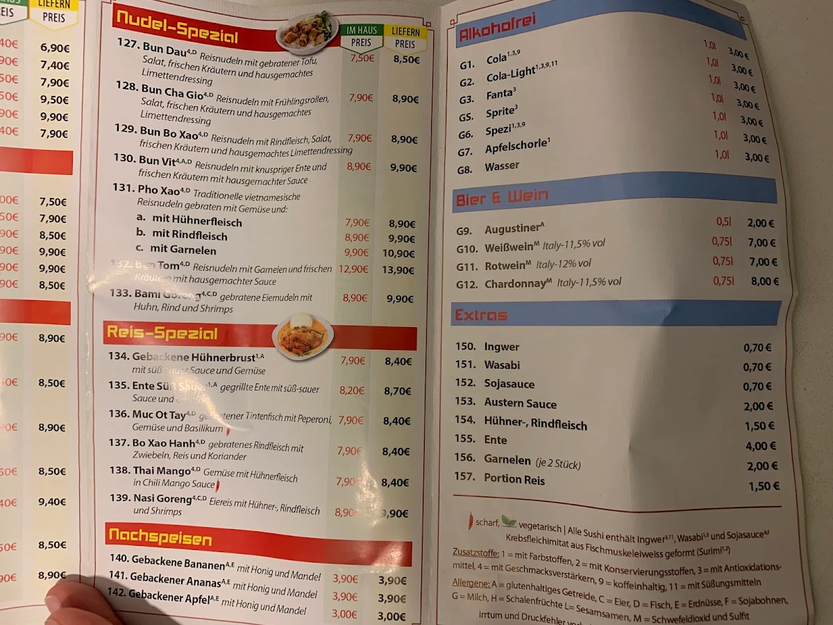 Speisekarte, Phi Asia