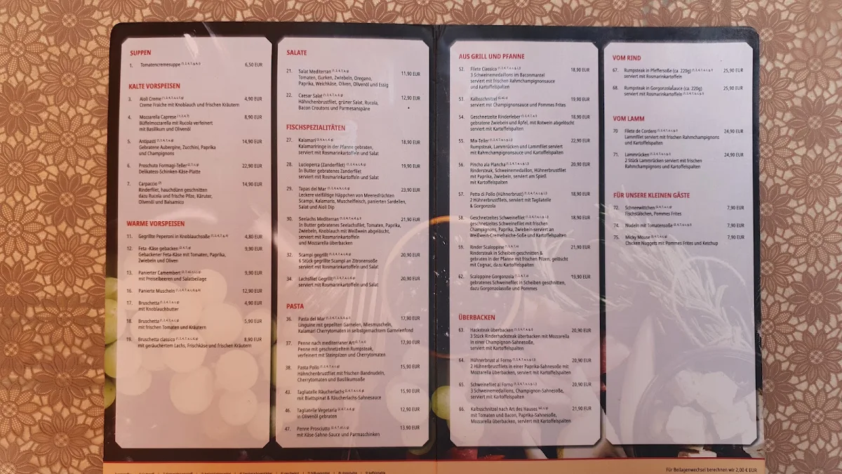 Speisekarte, Restaurant Mediterran