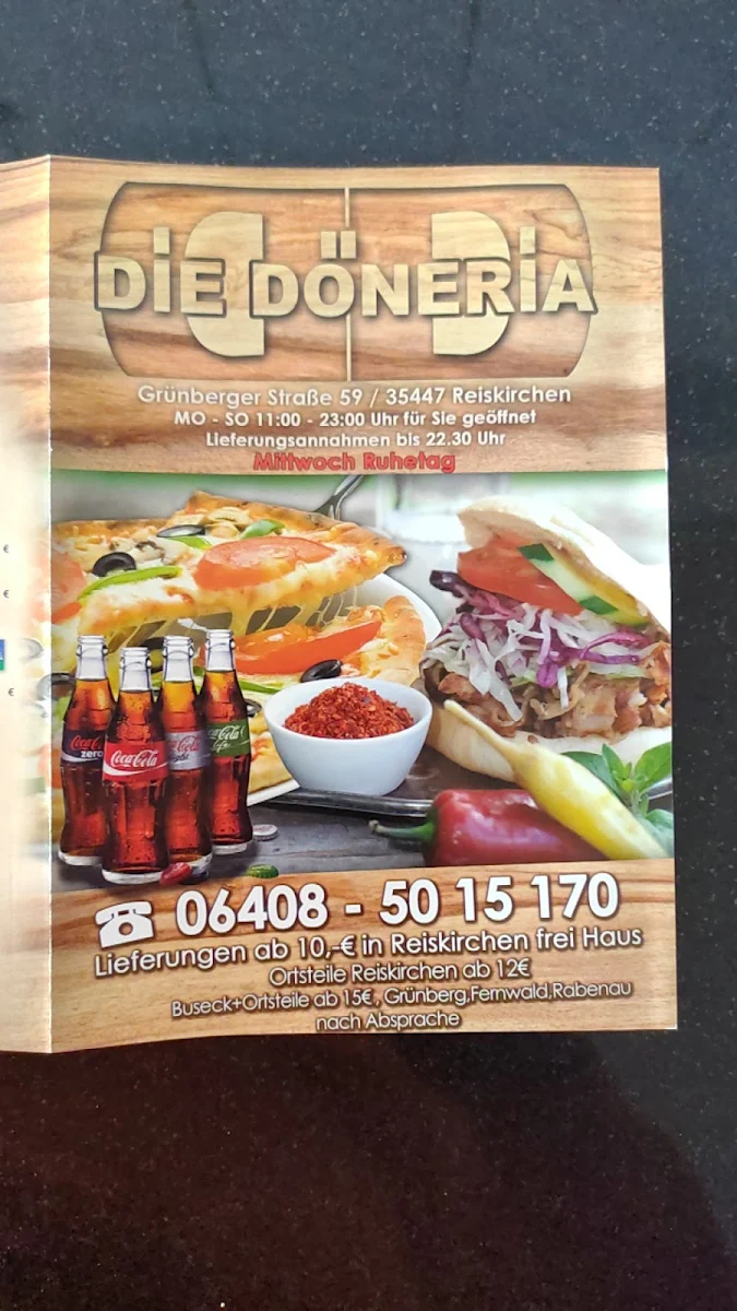 Speisekarte, Die Döneria Reiskirchen