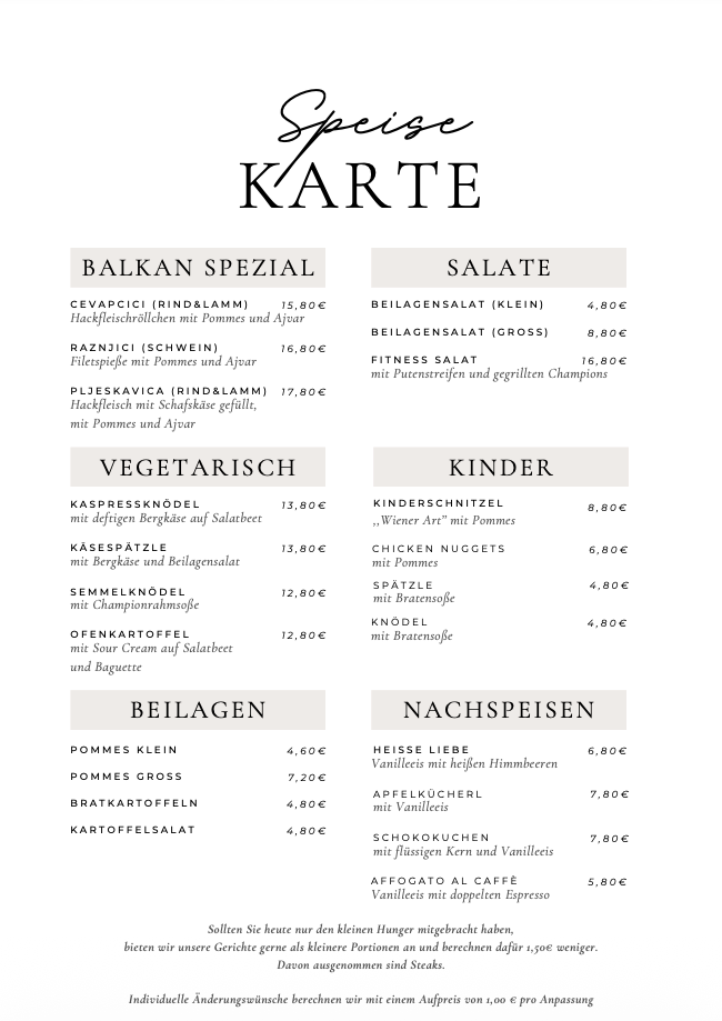 Speisekarte photo 1