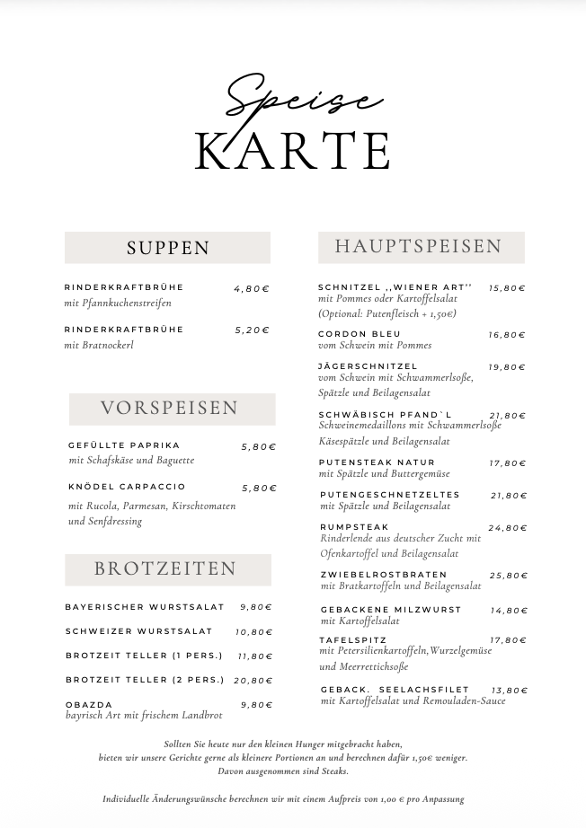 Speisekarte photo 2