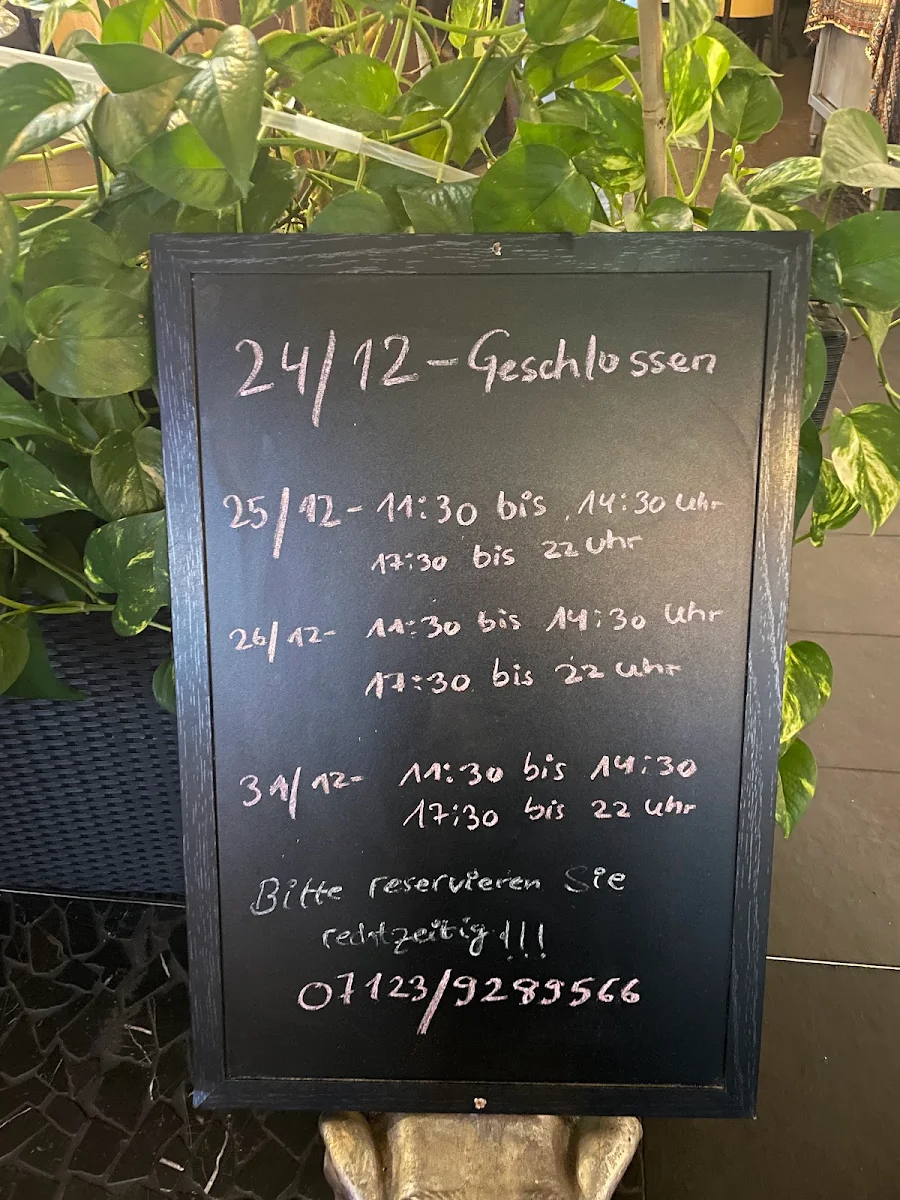 Speisekarte, Namaste Metzingen Indisches Restaurant